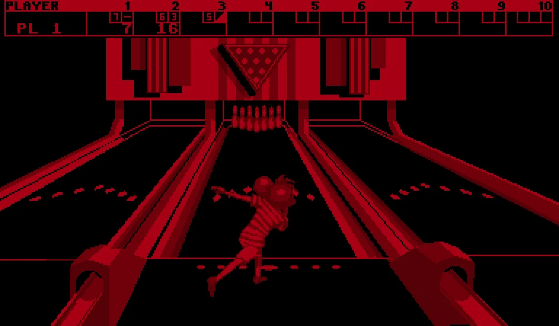 Nester's Funky Bowling running on the Virtual Boy