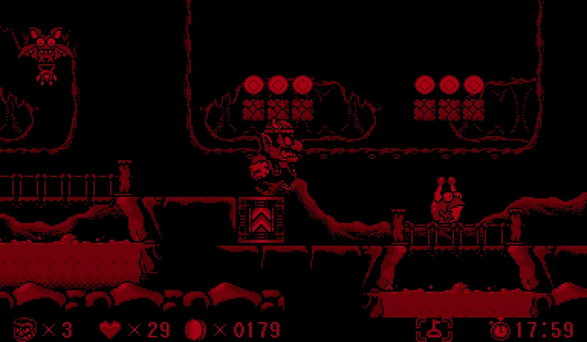 Virtual Boy Wario Land gameplay screenshot on the Virtual Boy
