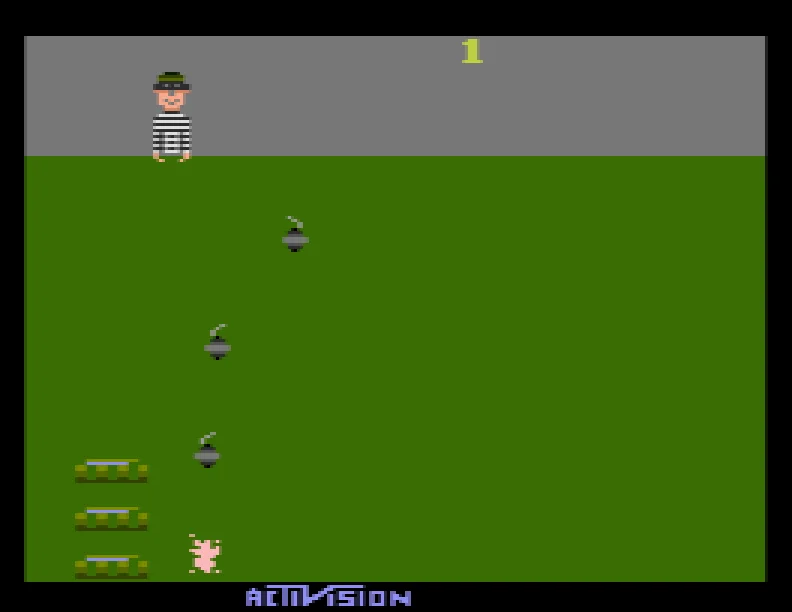 Kaboom! running on the Atari 2600