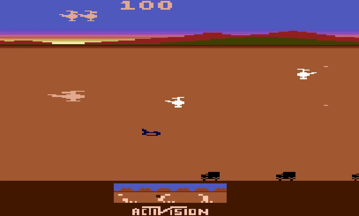 Chopper Command running on the Atari 2600