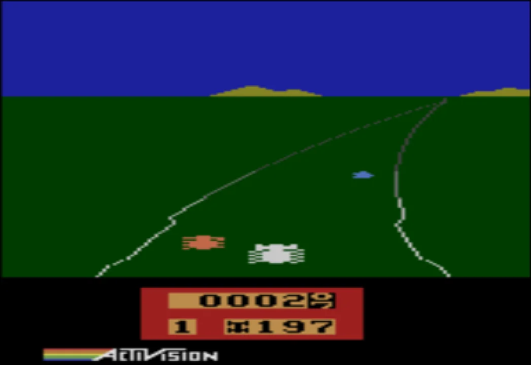 Enduro running on the Atari 2600