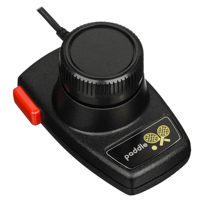 A pair of Atari 2600 paddle controllers joined to a single cable