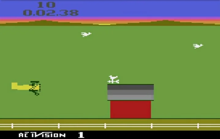Barnstorming running on the Atari 2600